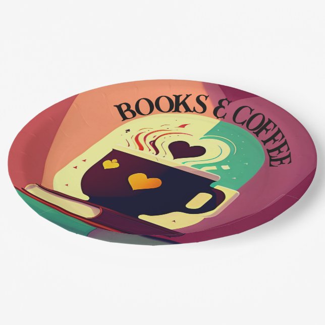 Books And Coffee Paper Plates (Angled)