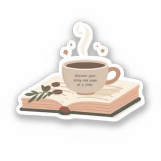 Books and coffee sticker