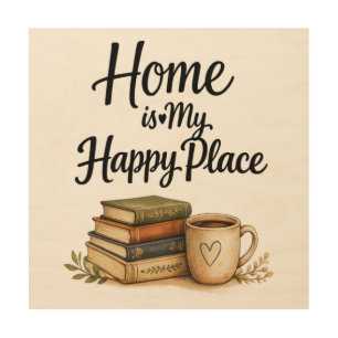 Books and Coffee - Vintage Book Wood Wall Art