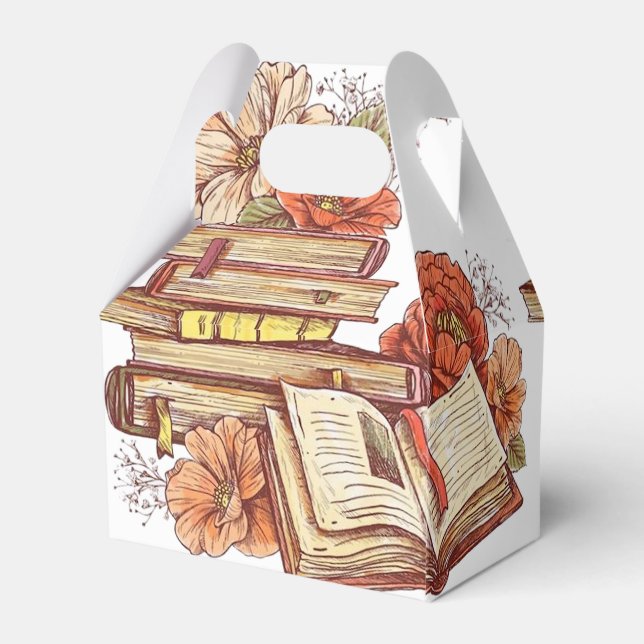 Books And Flowers Gable Favor Boxes (Back Side)
