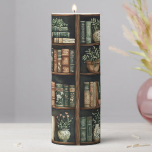 Books and Flowers Pillar Candle
