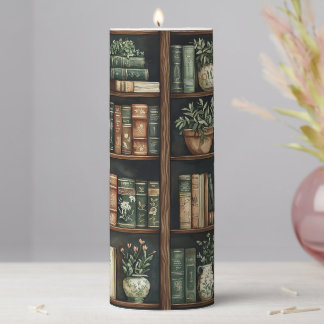 Books and Flowers Pillar Candle