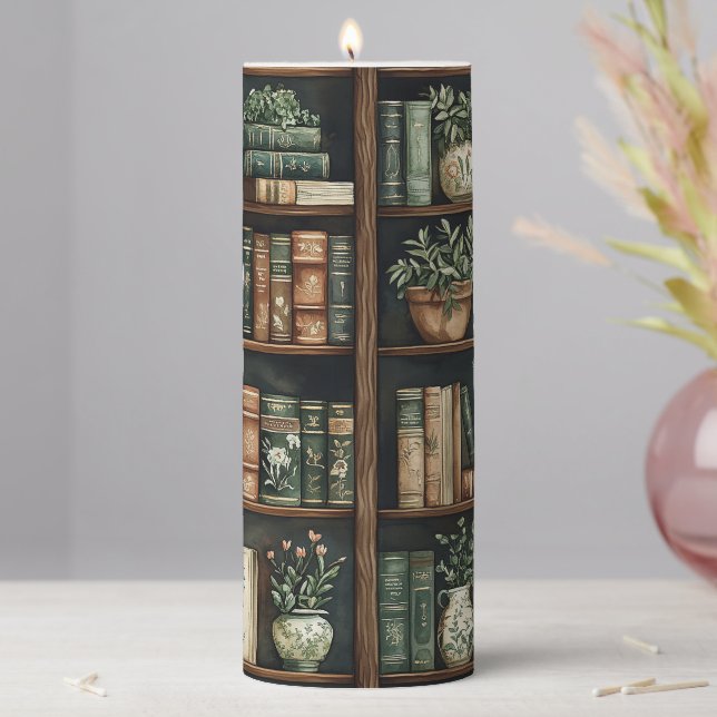 Books and Flowers Pillar Candle (In Situ)