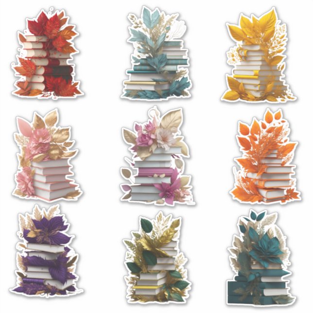 Books and Flowers Sticker (Front)