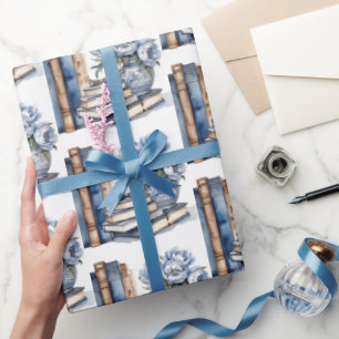 Books and Flowers Wrapping Paper