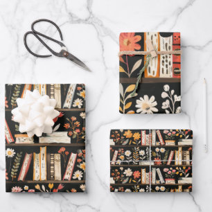 Books and Flowers Wrapping Paper Sheets