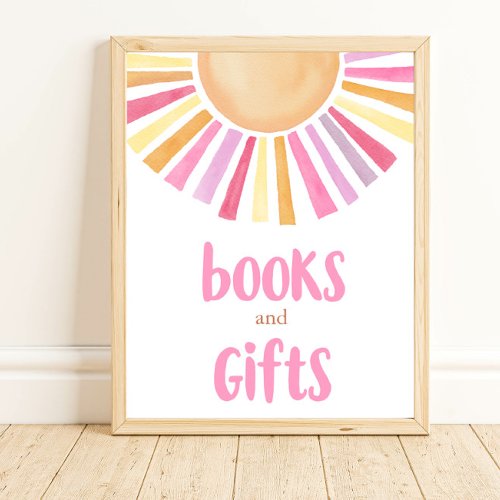 Books and gifts boho sunshine pink yellow orange poster