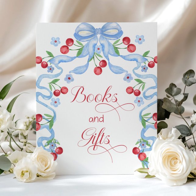 Books and gifts Cherry on top Blue Bow  Poster (Creator Uploaded)