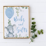Books and gifts elephant balloons baby shower sign<br><div class="desc">For more advanced customization of this design,  simply select the "Customize It" button above!</div>