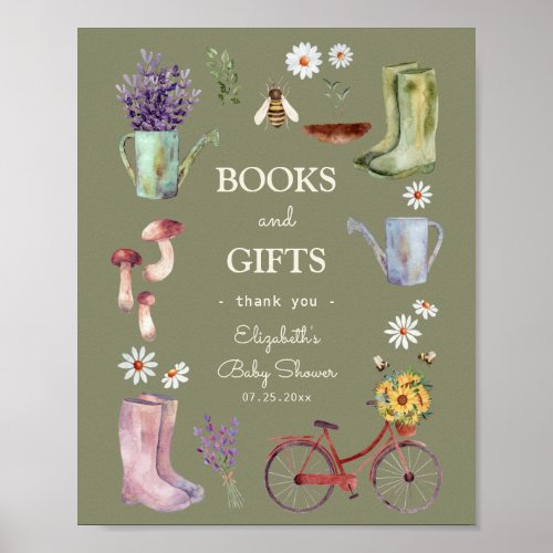 Books and Gifts Garden Baby Shower Sign