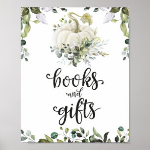 Books and Gifts Greenery Baby Shower Sign