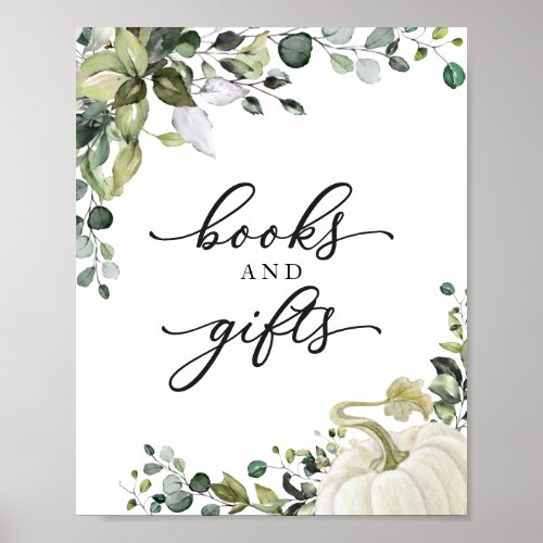 Books and Gifts Greenery Baby Shower Sign