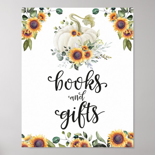 Books and Gifts Greenery Baby Shower Sign (Front)