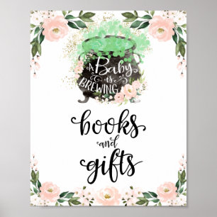 Books and Gifts Halloween Girl Baby Shower Sign