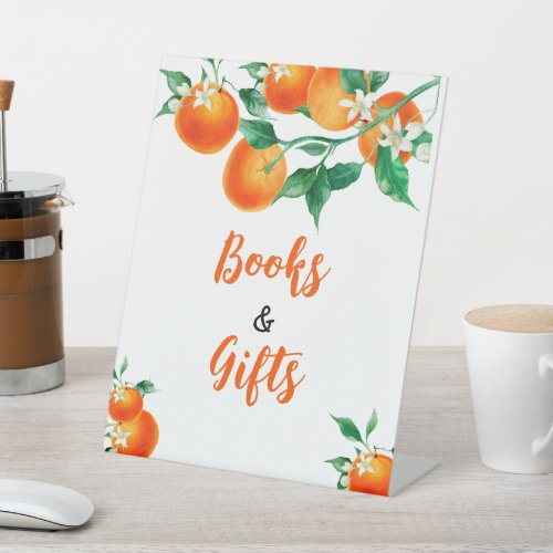 Books and Gifts Sign Orange Baby Shower Gifts