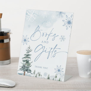 Books and Gifts sign, winter baby shower sign