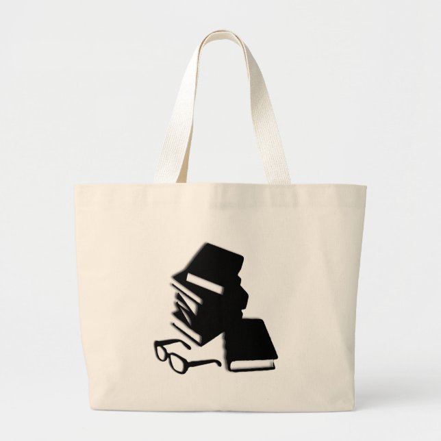 Books and Glasses Canvas Tote Bags (Front)