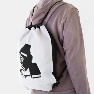 Books and Glasses Drawstring Bag