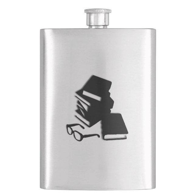 Books and Glasses Flask (Front)