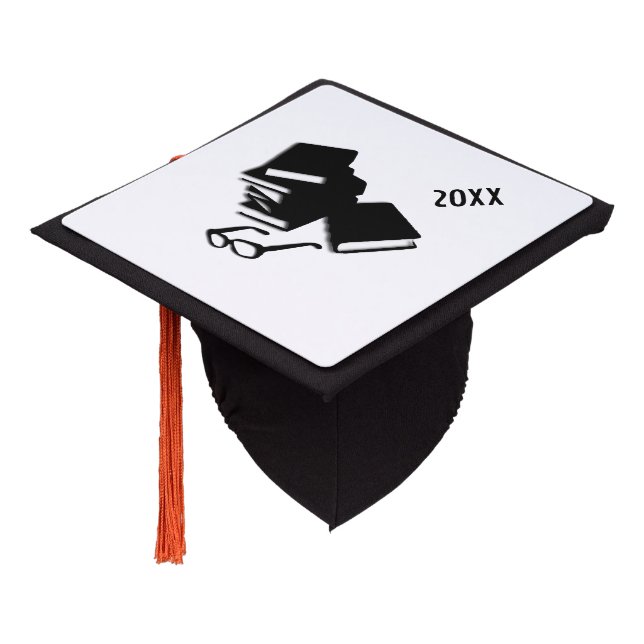 Books and Glasses Graduation Cap Topper (Angled)