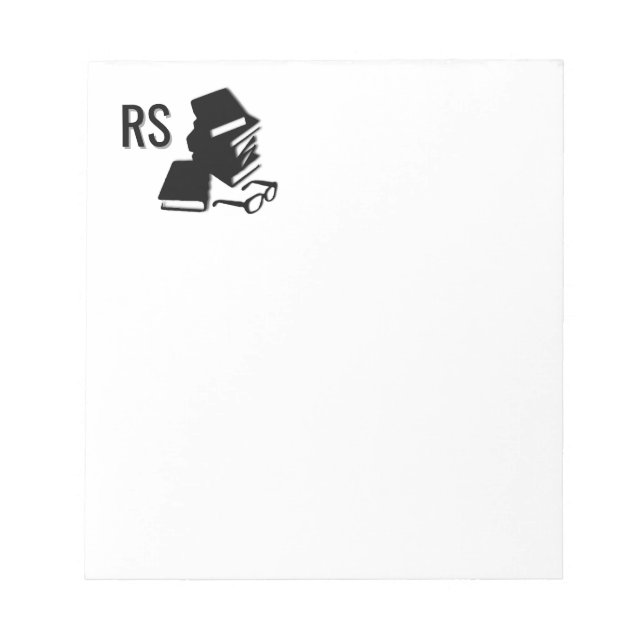Books and Glasses monogram Notepad (Front)