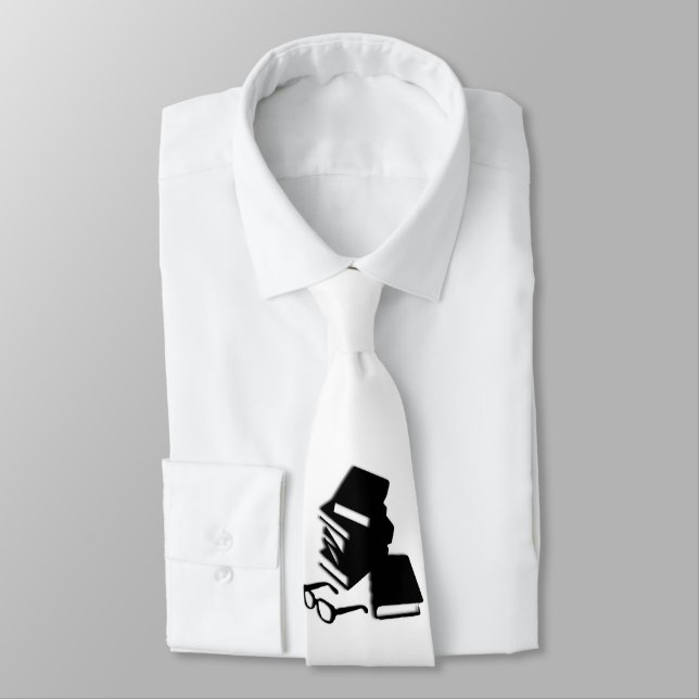 Books and Glasses Neck Tie (Tied)