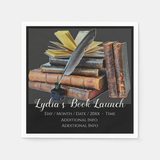 Books And Quill Napkins (Front)