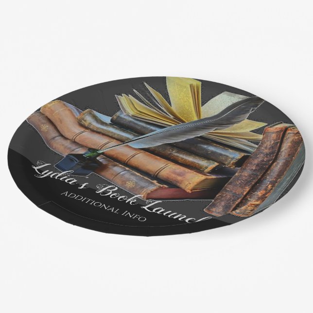 Books And Quill Paper Plates (Angled)
