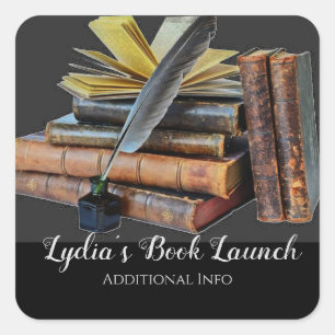 Books And Quill Square Sticker