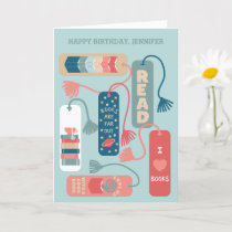 Books and Reading Bookmarks Illustrated Birthday Card