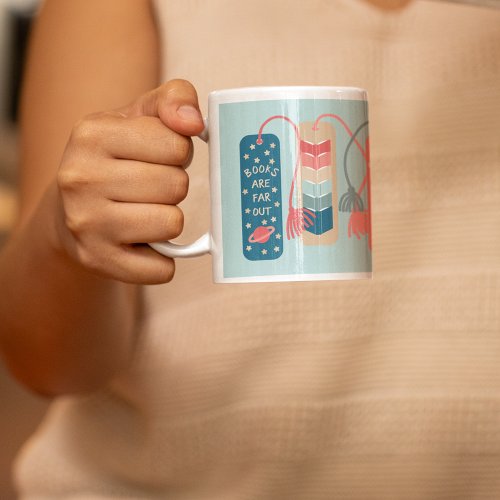 Books and Reading Themed Bookmarks Illustrated Coffee Mug