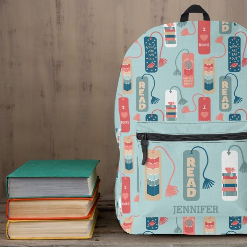 Books and Reading Themed Bookmarks Patterned Printed Backpack