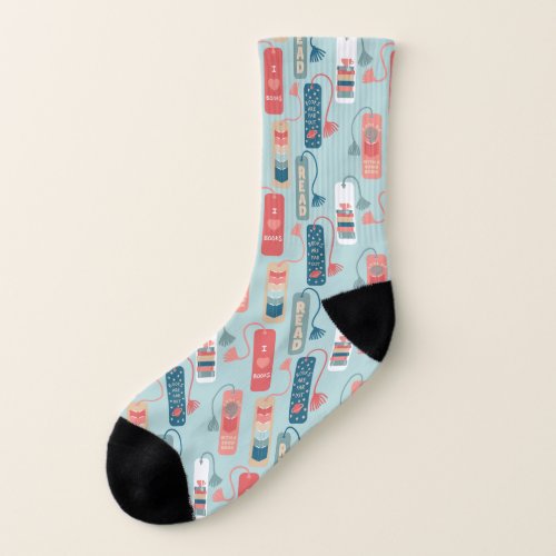 Books and Reading Themed Bookmarks Patterned Socks