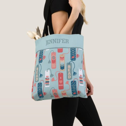 Books and Reading Themed Bookmarks Patterned Tote Bag