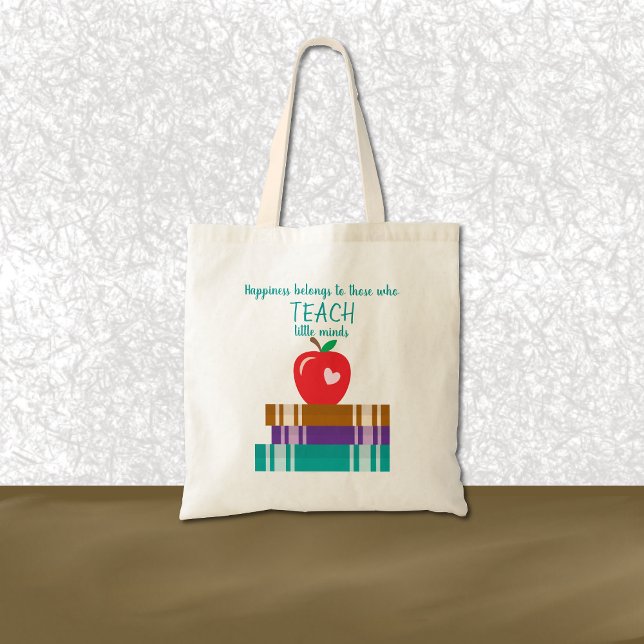 Books and red apple teacher tote bag (Creator Uploaded)