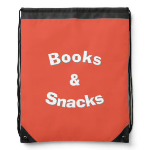 Books and Snacks customizable slogan Drawstring Bag