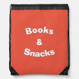 Books and Snacks customizable slogan Drawstring Bag