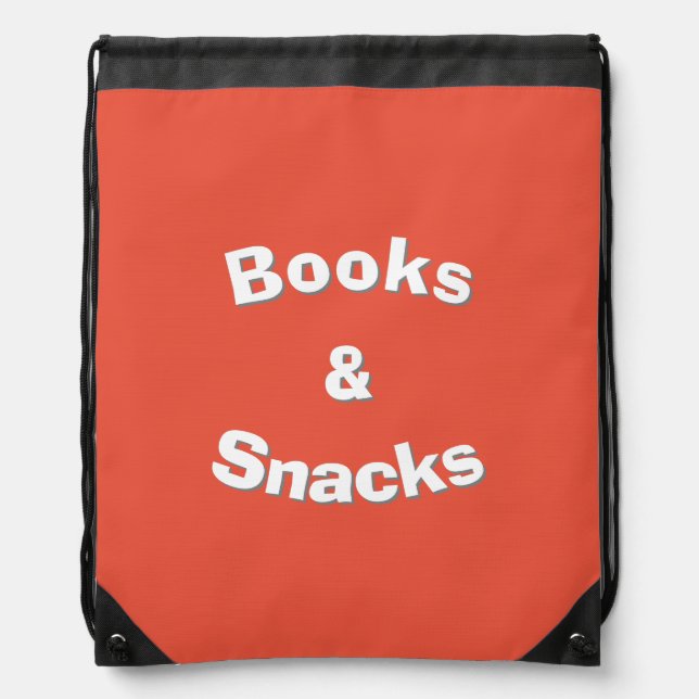 Books and Snacks customizable slogan Drawstring Bag (Front)