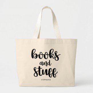 Books and Stuff Personalized Large Tote Bag