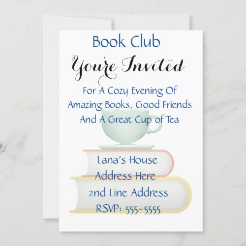 Books and Tea Book Club Invitation