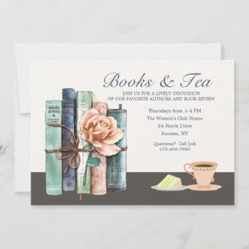 Books And Tea Book Club Invitation by CottonLamb at Zazzle
