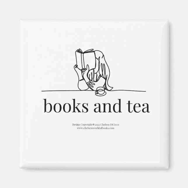 Books and Tea Magnet for Readers and Tea Drinkers (Front)