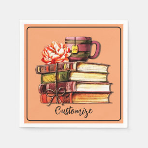 Books And Tea Peach Napkins