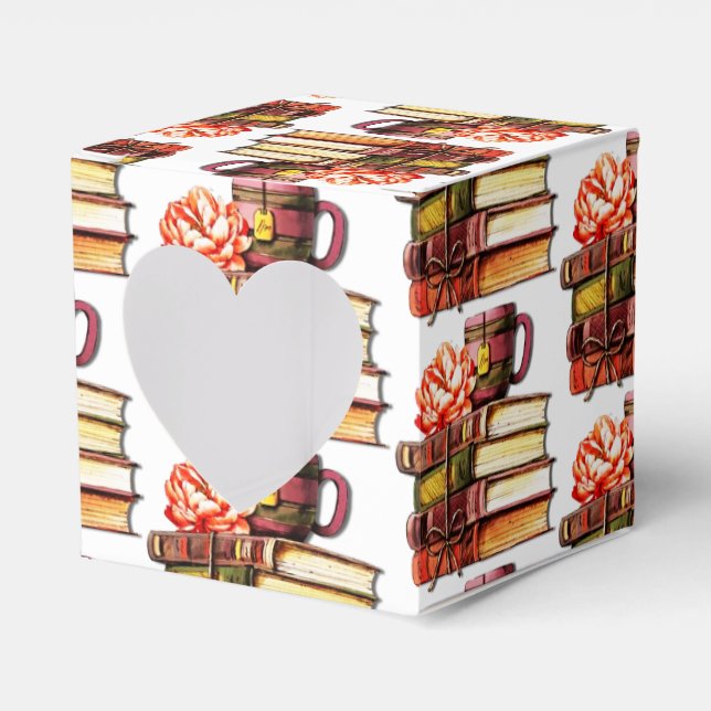 Books And Tea White Favor Boxes (Front Side)