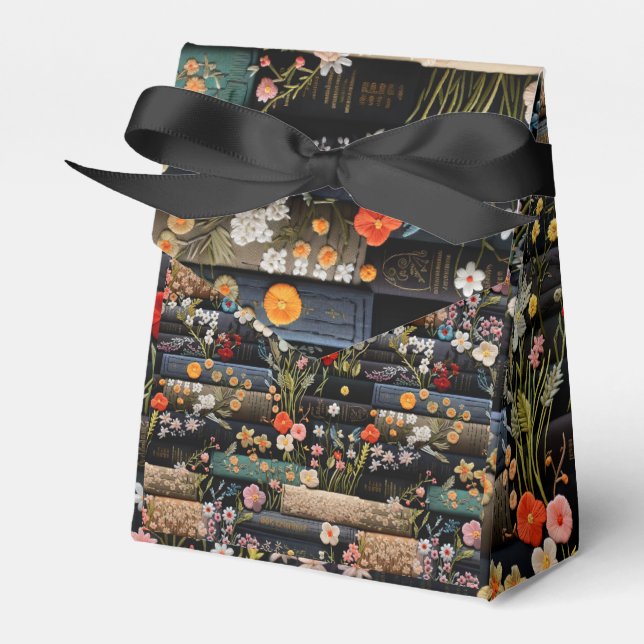 Books And Wildflowers Favor Boxes (Front Side)