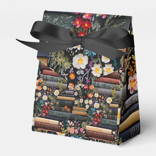 Books And Wildflowers Favor Boxes (Front Side)