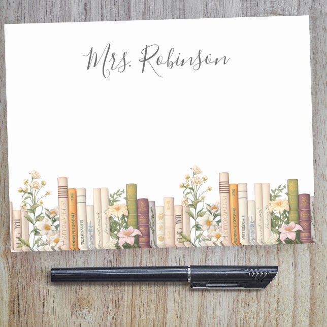 Books and Wildflowers Librarian Teacher Post-it Notes (Creator Uploaded)