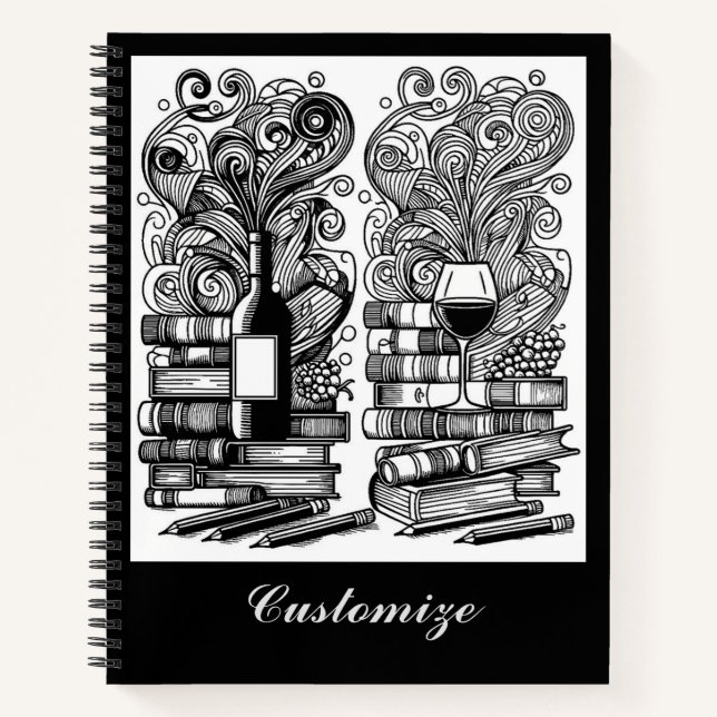Books And Wine Color Me Doodle  (Front)