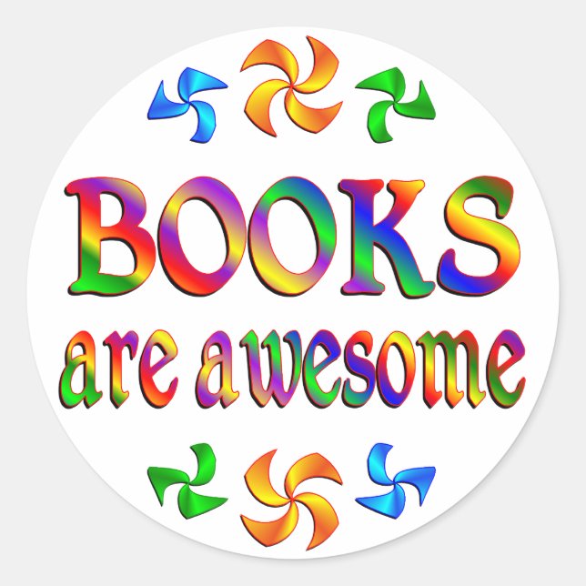Books are Awesome Classic Round Sticker (Front)