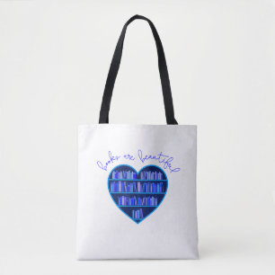 "Books Are Beautiful" heart-shelf tote Bag